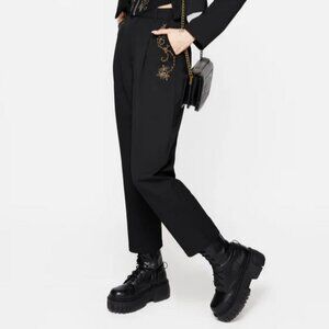 NEW Disturbia Vanitas Thorn Embroidered Tapered, US 2 Black Goth Vibe